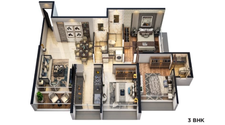 Millennium-Celesta-Unit-Plan-3BHK